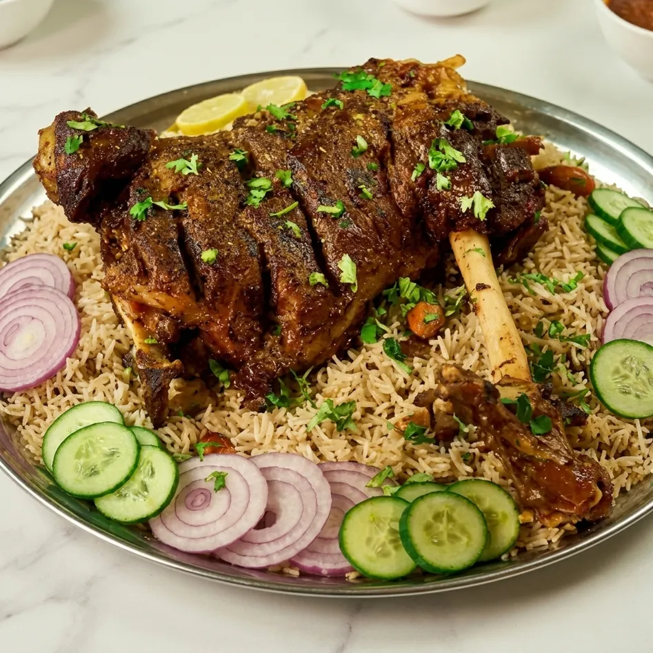 Authentic Arabian Mandi rice dish at Malabar Mandi Majlis Restaurant Regina